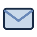 Line icon of an envelope, representing getting in touch.