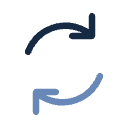 Line icon of recycling arrows, representing a reconditioned stairlift.